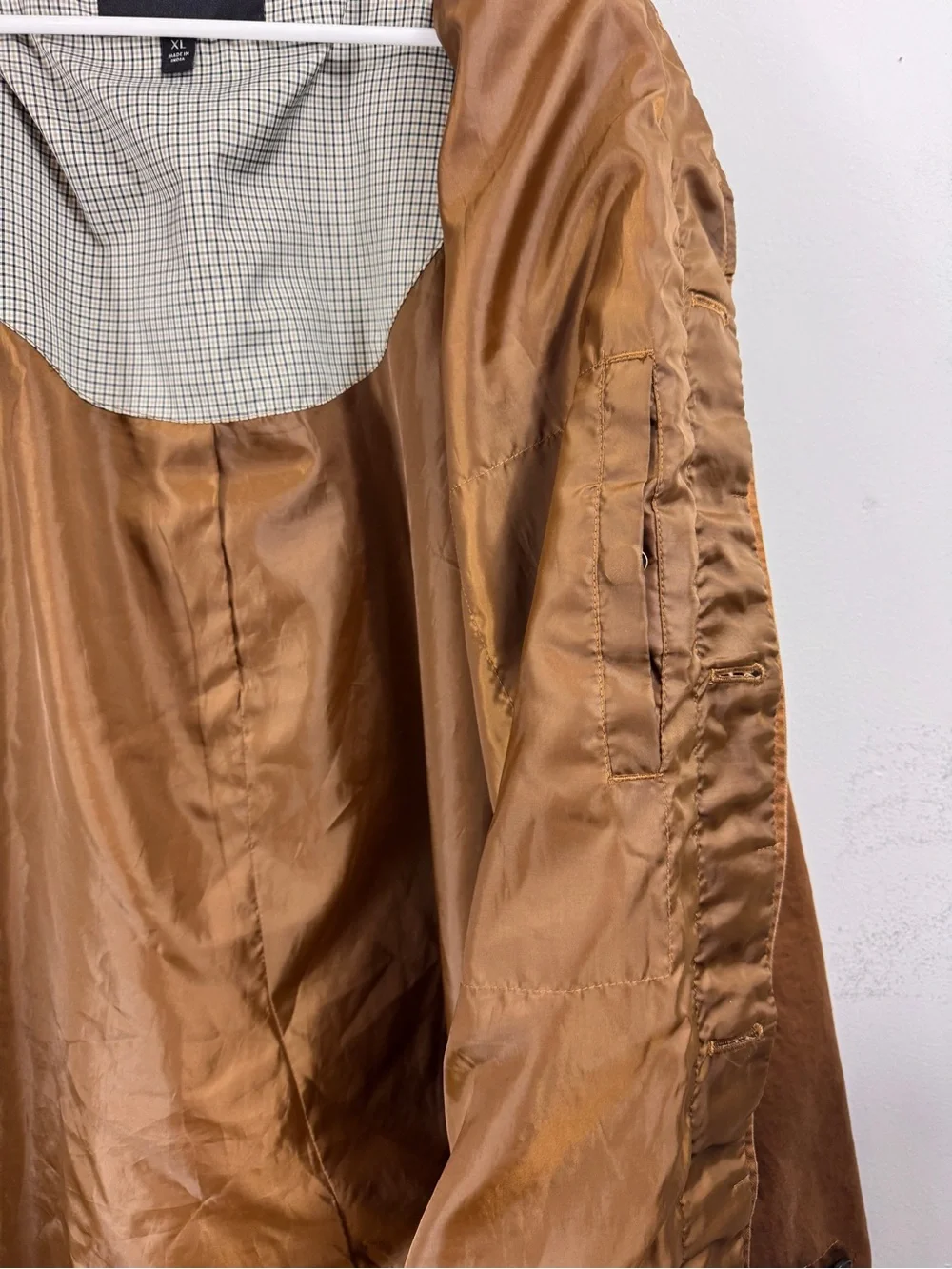 Banana Republic Size XL Waxed Mac Jacket Water Resistant Brown Field Cotton